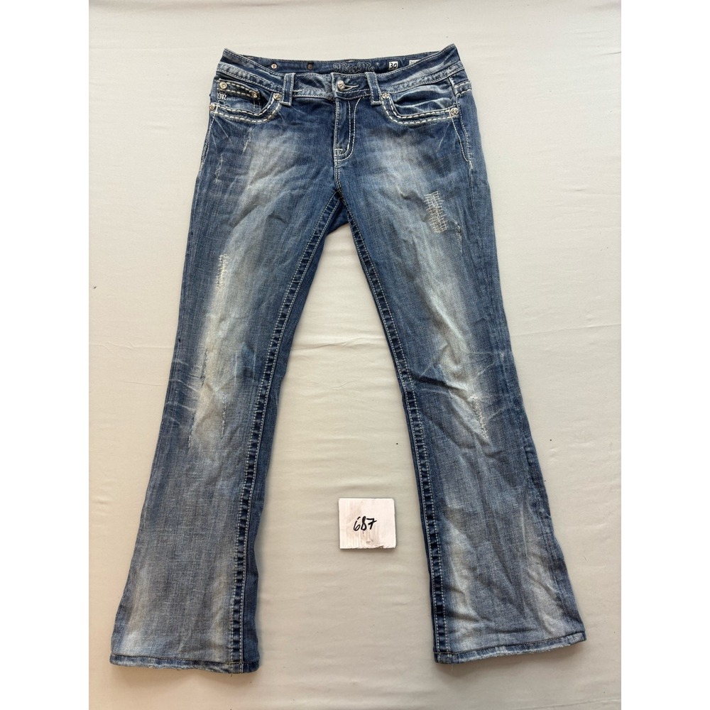 Miss Me JE5641BL Bootcut Jeans Medium Wash Rhinestone Embellished Size 30